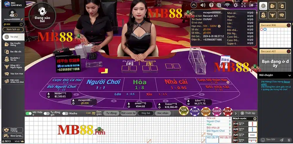 Game baccarat, sicbo, poker online